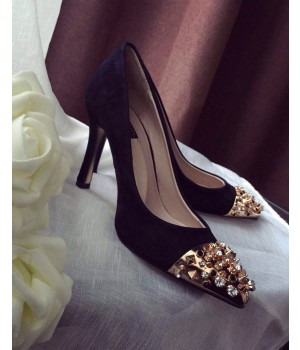 Louis Vuttion Suede Pump with Crystal Toe (GD2052-032311 )