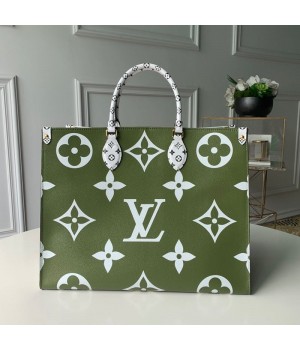 Louis Vuitton Onthego Shopper Tote Bag M44571 Khaki Green/White 2019 (KD-9042630 )