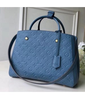 Louis Vuitton Monogram Empreinte Leather Montaigne MM Bag M41048 Light Blue 2019 (F-9010905 )