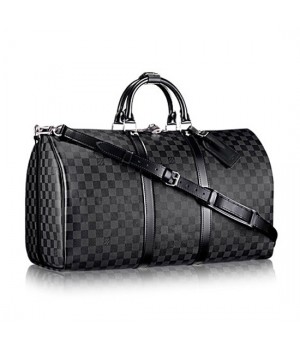 Louis Vuitton N41413 Keepall Bandouliere 55 Duffel Bag Damier Graphite Canvas
