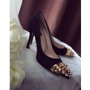 Louis Vuttion Suede Pump with Crystal Toe (GD2052-032311 )