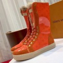 Louis Vuitton Monogram Glaze Canvas Sneaker Boot with Fur Orange 2019 (GD1054-8121516 )