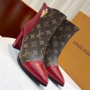 Louis Vuitton Monogram Canvas/Studded Leather Ankle Boot Red 2018 (GD1054-8121519 )