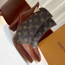 Louis Vuitton Monogram Canvas/Studded Leather Ankle Boot Brown 2018 (GD1054-8121520 )