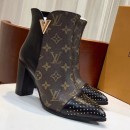 Louis Vuitton Monogram Canvas/Studded Leather Ankle Boot Black 2018 (GD1054-8121521 )