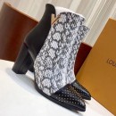 Louis Vuitton Python Pattern Leather/Studded Leather Ankle Boot Black/White 2018 (GD1054-8121522 )