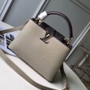 Louis Vuitton Capucines BB with Python Skin Top Handle Bag N95509 Grey 2019 (FANG-9050740 )