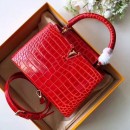 Louis Vuitton Capucines BB Top Handle Bag in Crocodilian Leather N93992 Red 2019 (FANG-9050749 )