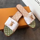 Louis Vuitton Lock It Flat Slide Sandals 1A57ZX White/Moka Brown 2019 (EM-9041330 )